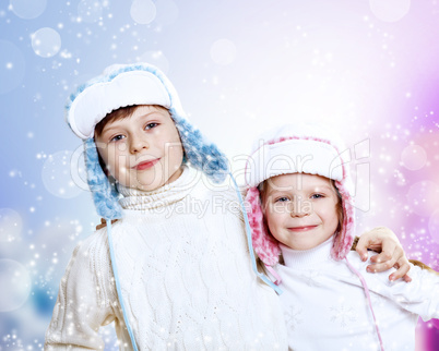 Portrait of little kid in winter wear