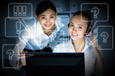 Young woman in business wear and headset