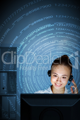 Young woman in business wear and headset