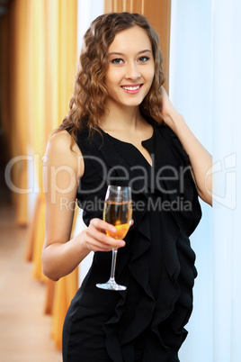 Young pretty woman sitting in restaurant