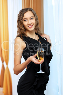 Young pretty woman sitting in restaurant