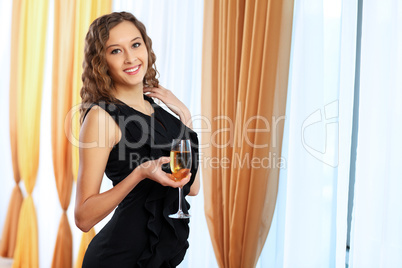 Young pretty woman sitting in restaurant