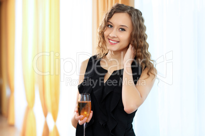 Young pretty woman sitting in restaurant