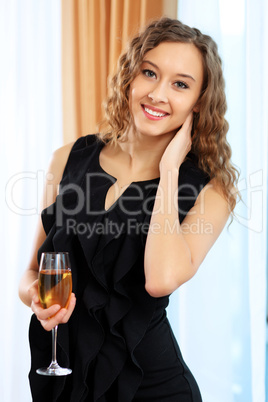 Young pretty woman sitting in restaurant