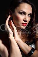 Studio portrait of young beautiful woman