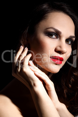 Studio portrait of young beautiful woman