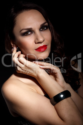 Studio portrait of young beautiful woman