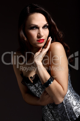 Studio portrait of young beautiful woman