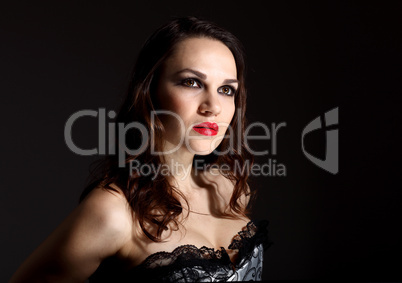 Studio portrait of young beautiful woman