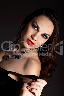 Studio portrait of young beautiful woman