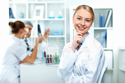 Young scientists working in laboratory