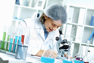 Young scientist working in laboratory