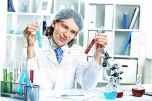 Young scientist working in laboratory