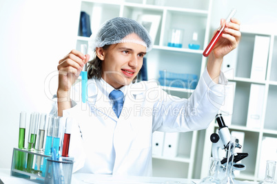 Young scientist working in laboratory