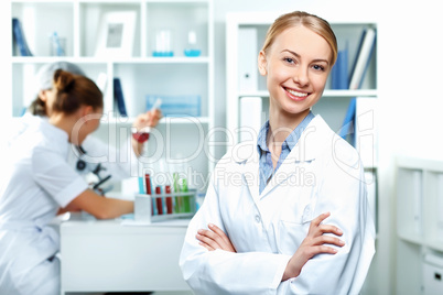 Young scientists working in laboratory