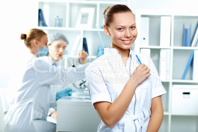 Young scientists working in laboratory