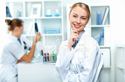 Young scientists working in laboratory