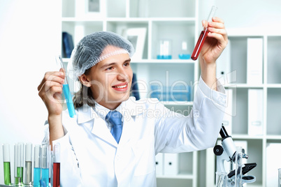 Young scientist working in laboratory