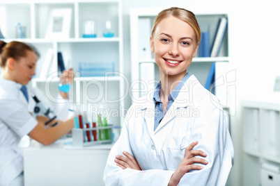 Young scientists working in laboratory