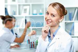 Young scientists working in laboratory