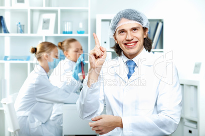 Young scientists working in laboratory