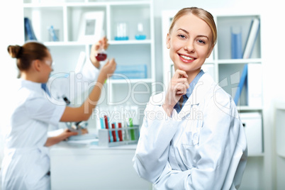 Young scientists working in laboratory