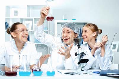 Young scientists working in laboratory