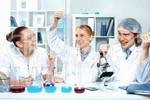 Young scientists working in laboratory