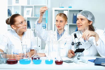 Young scientists working in laboratory