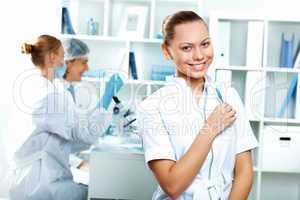 Young scientists working in laboratory