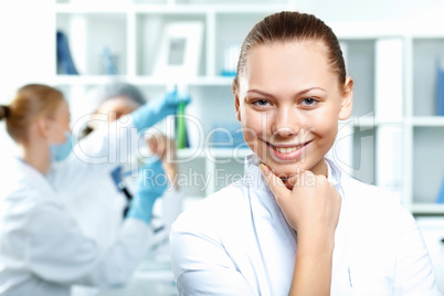 Young scientists working in laboratory