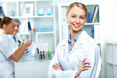 Young scientists working in laboratory