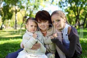 Family in summer park