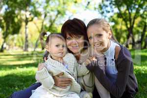 Family in summer park