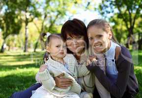 Family in summer park