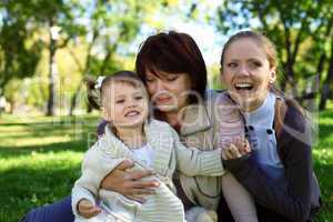 Family in summer park