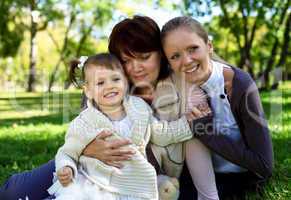 Family in summer park