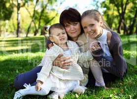 Family in summer park