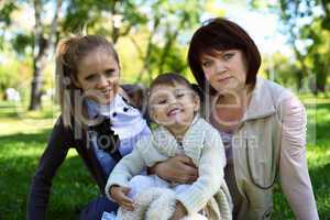 Family in summer park