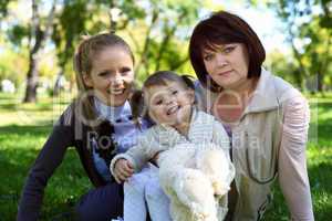 Family in summer park