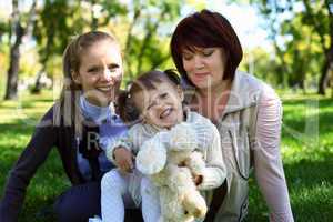 Family in summer park