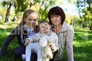 Family in summer park