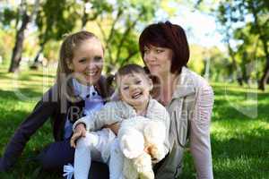 Family in summer park