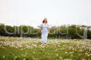 Young blond woman in the park