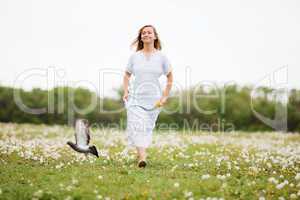 Young blond woman in the park