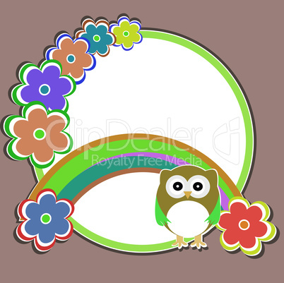 Cute kids background with flowers and owls