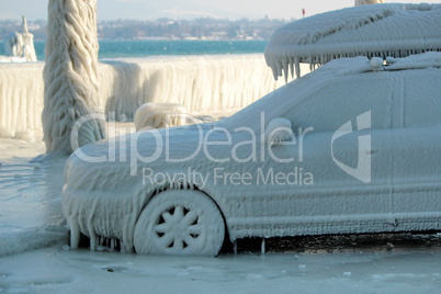 Frozen car, Versoix, Switzerland