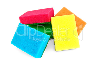 A pile of colorful sponges