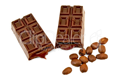 Chocolate with filling and coffee beans