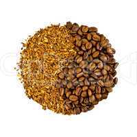 Coffee beans and grains